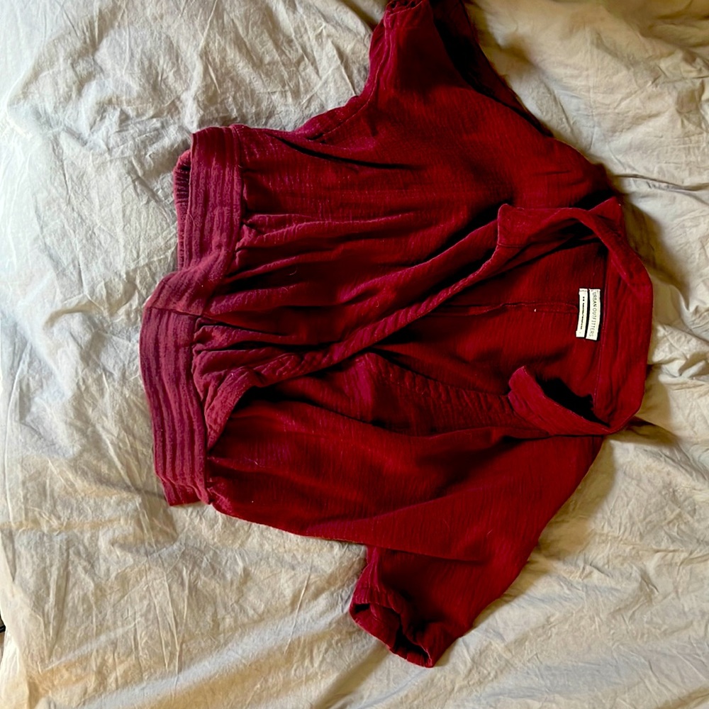 V neck loose cropped shirt